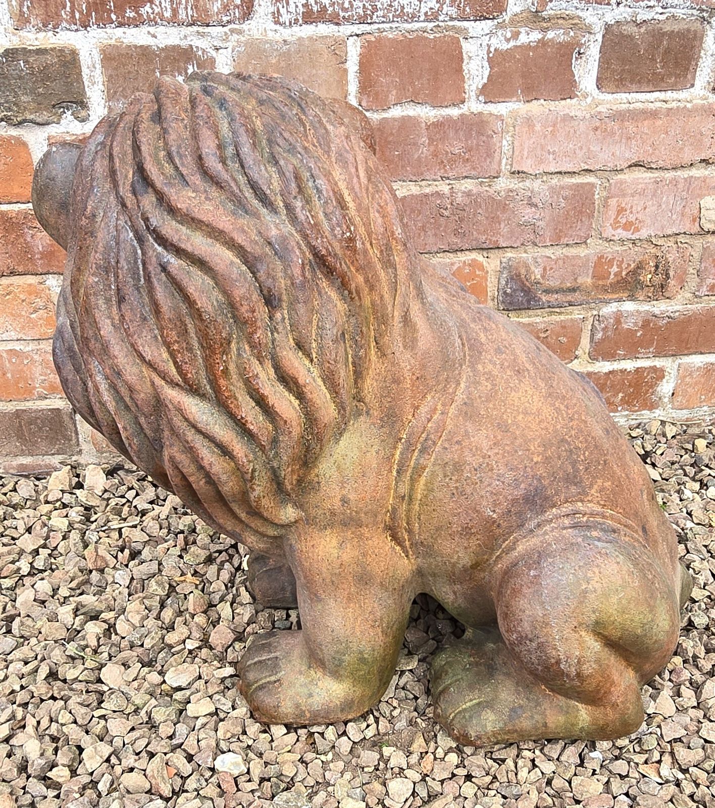 Italian Hand Sculpted Pair Of Large Terracotta Lions, Circa 1910 photo vintage