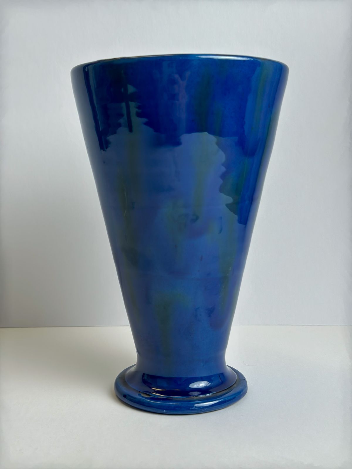 Arts And Crafts Cobalt Blue Stoneware Vase By Charles Brannam, Barnstaple, Circa 1910 photo vintage