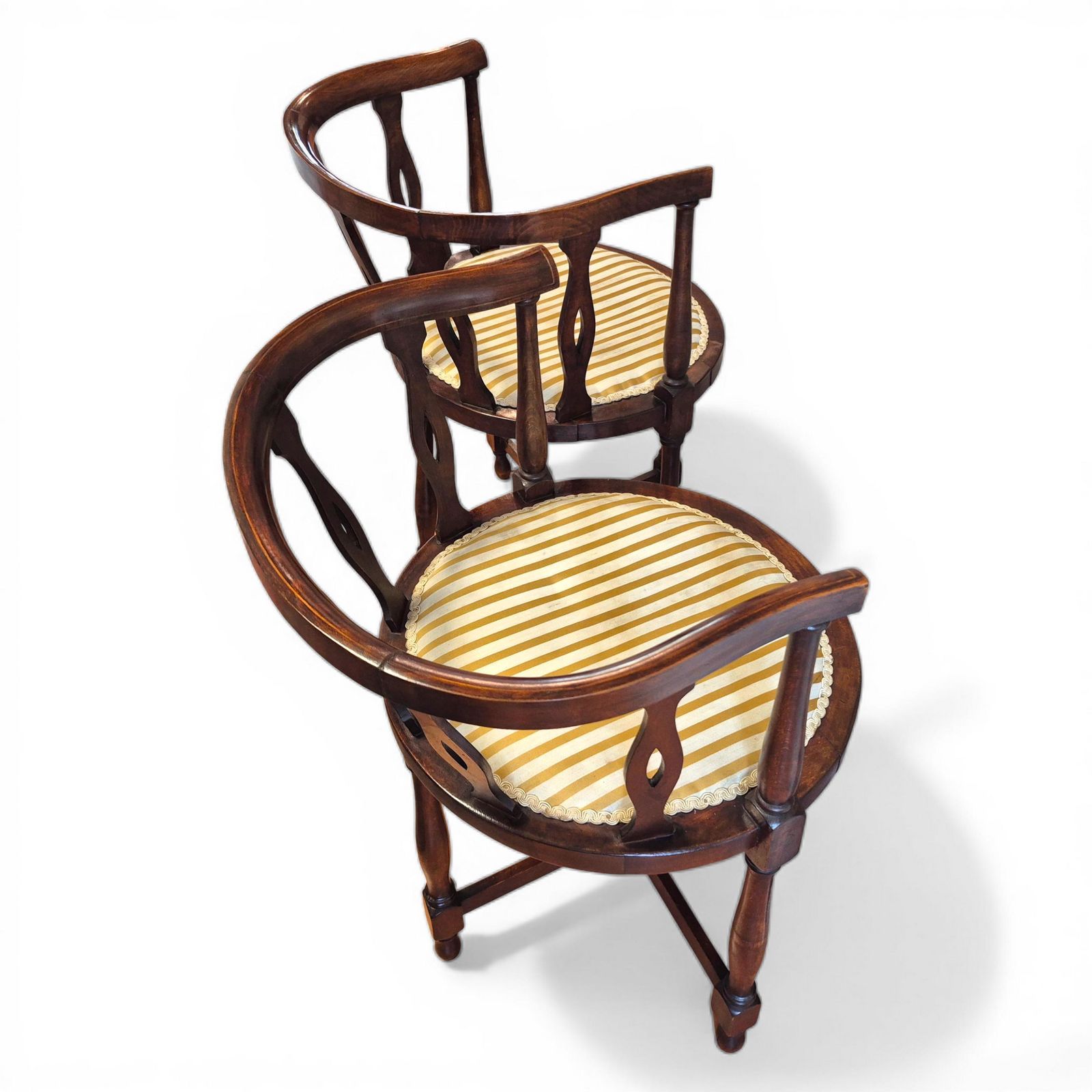 470.0 Pair Antique Victorian Mahogany Tub Chairs C1900 | Pierced Back Armchairs | Drawing Room Seating photo