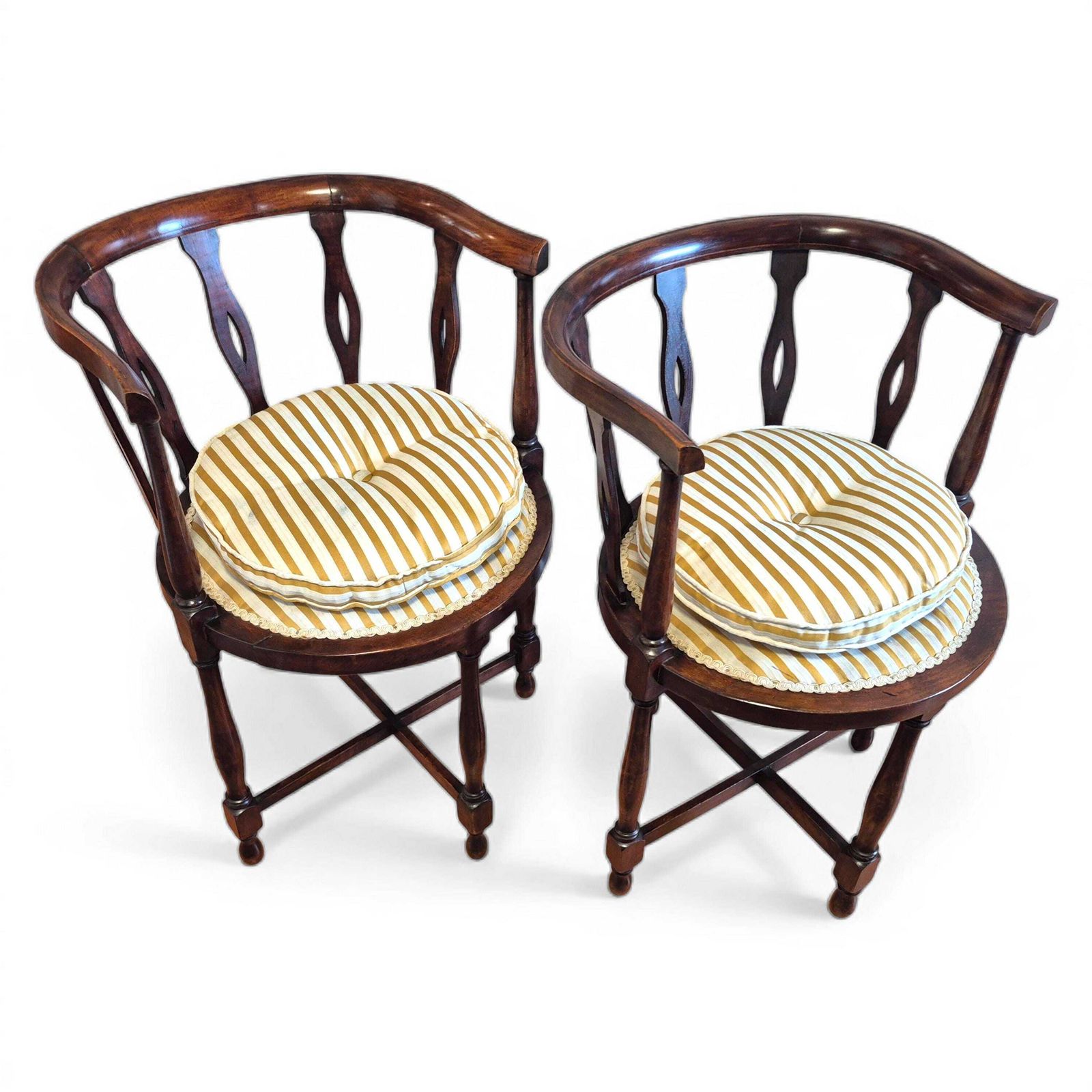 photo vinterior Pair Antique Victorian Mahogany Tub Chairs C1900 | Pierced Back Armchairs | Drawing Room Seating