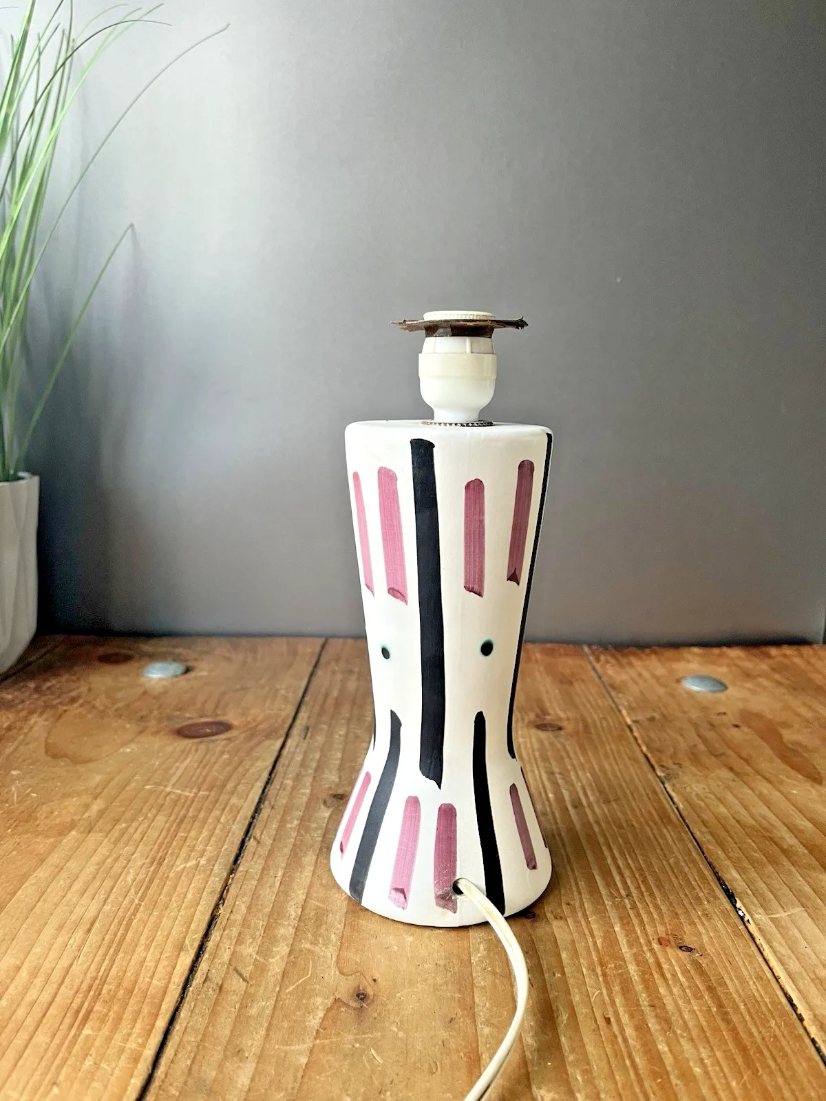 Mid Century 50's Italian Rockabilly Striped Pottery Table Desk Lamp Fratelli ? photo buy