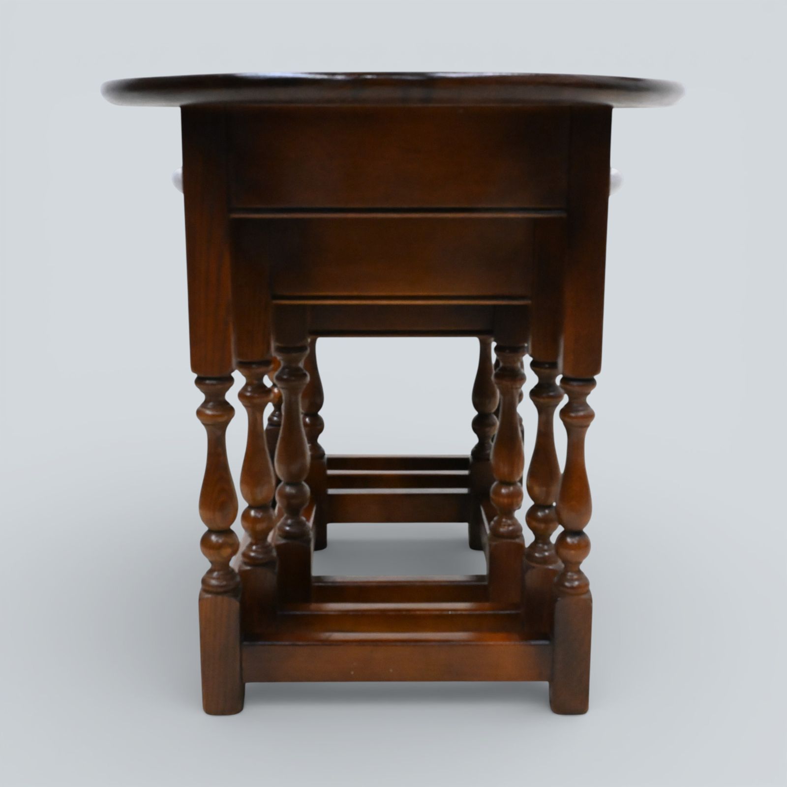 227.0 Old Charm Oval Nest Of Tables In Tudor Brown Model 1990 Vgc Free Uk Delivery photo