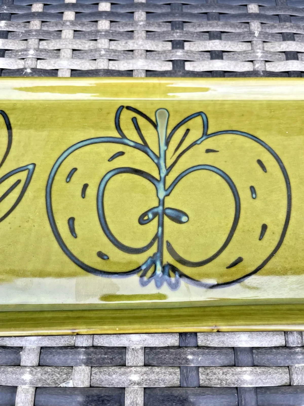 Mid Century Danish Illums Bolighus Stylised Apple Pottery Sandwich Plate Tray photo Home Decor