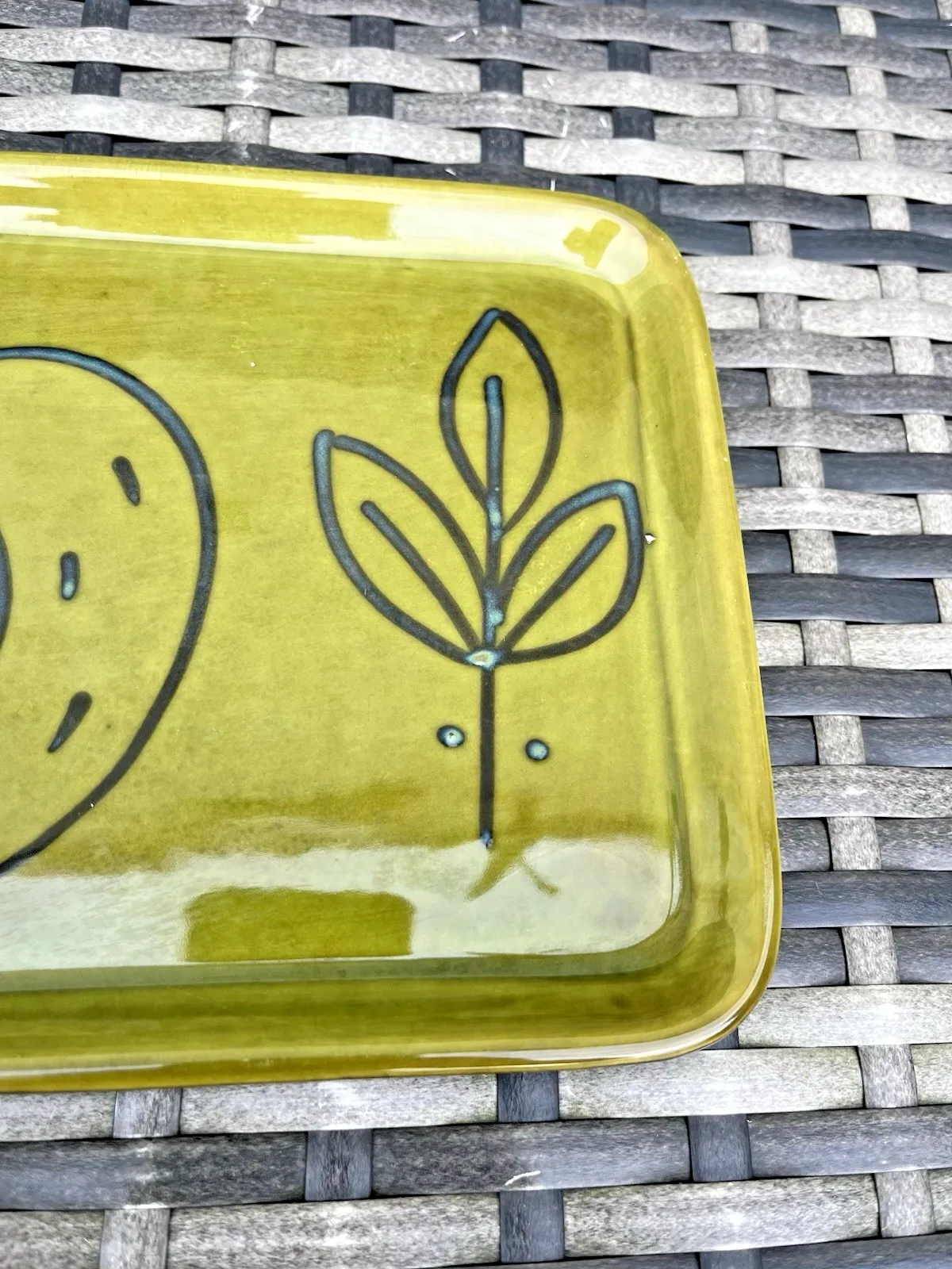 Mid Century Danish Illums Bolighus Stylised Apple Pottery Sandwich Plate Tray photo 65.0
