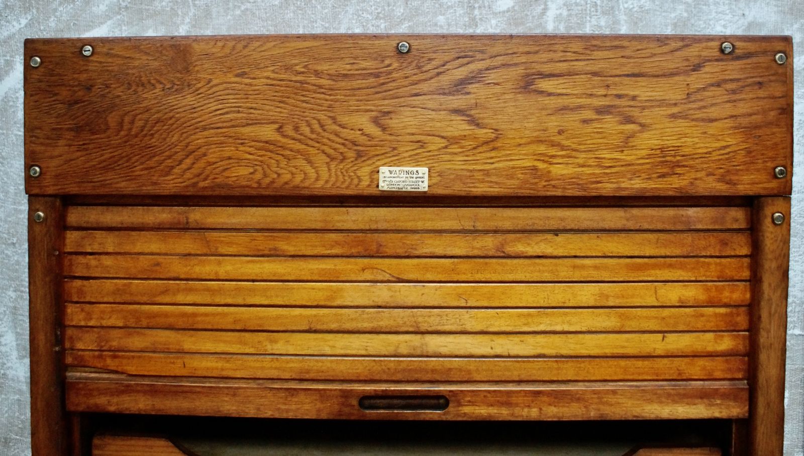 Antique Oak Warings Tambour Plans Chest photo furniture