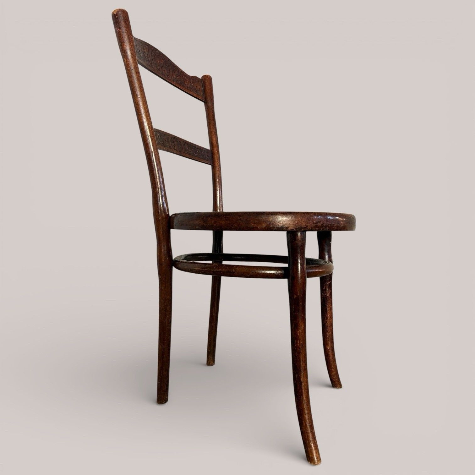 Antique Thonet Bentwood Dining Chair With Embossed Seat photo vinterior