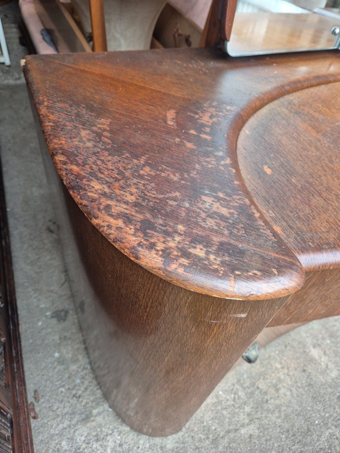 photo for sale Vintage Bow Fronted Dressing Table / Chest Of 3 Drawers With Hidden Shelves