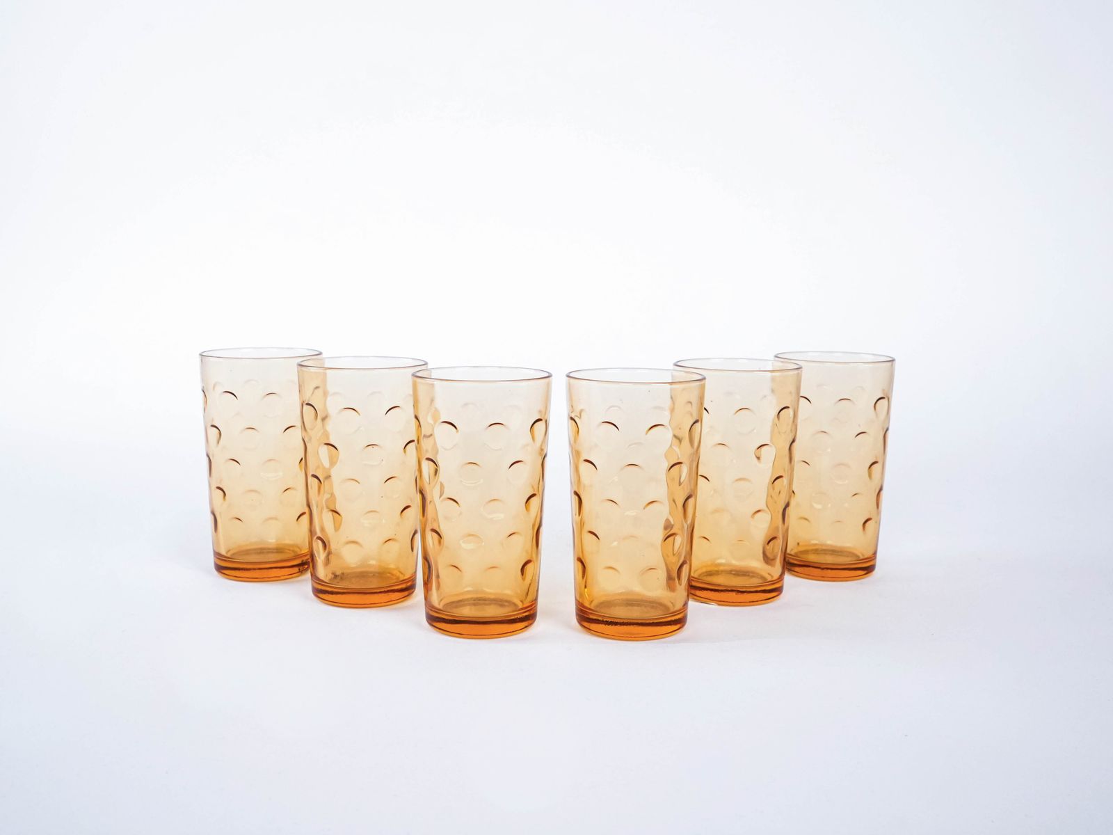 Set Of Amber Glasses, Italian Design, 1970s, Manufactured In Italy photo for sale