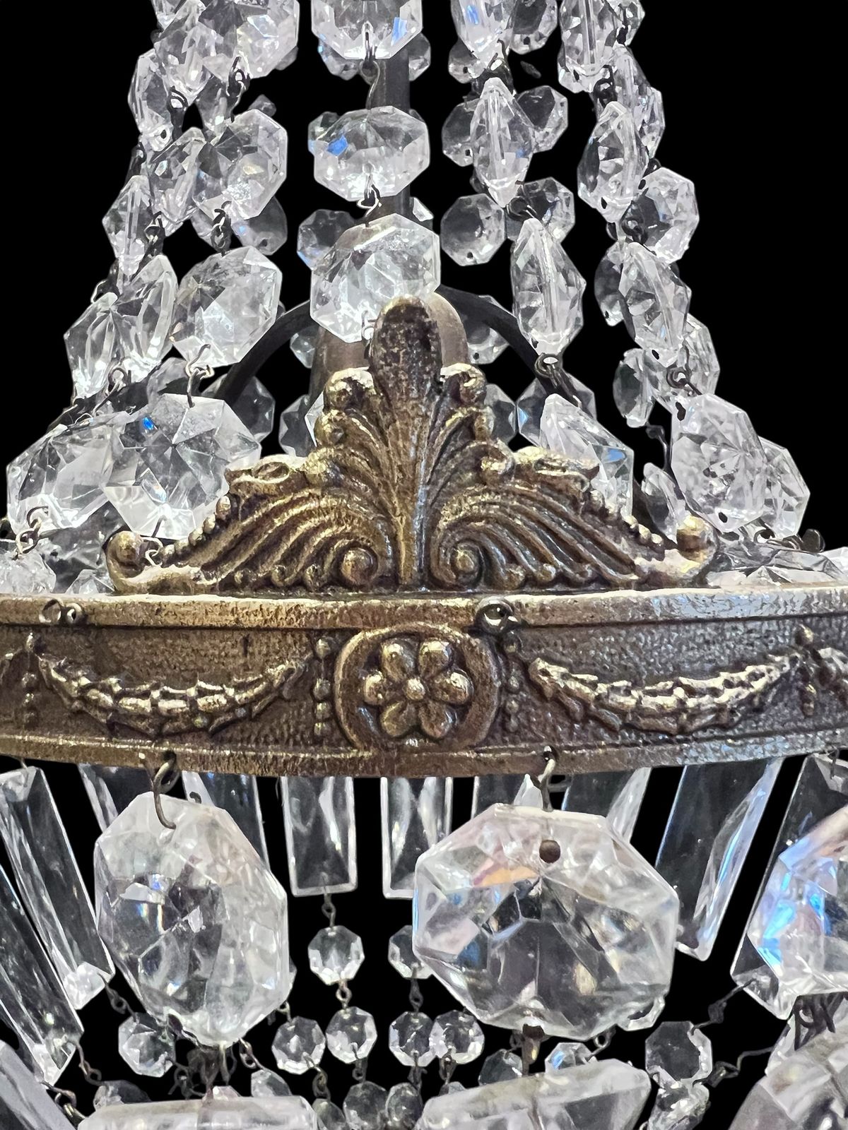 A One Light French Empire Antique Crystal Chandelier photo buy