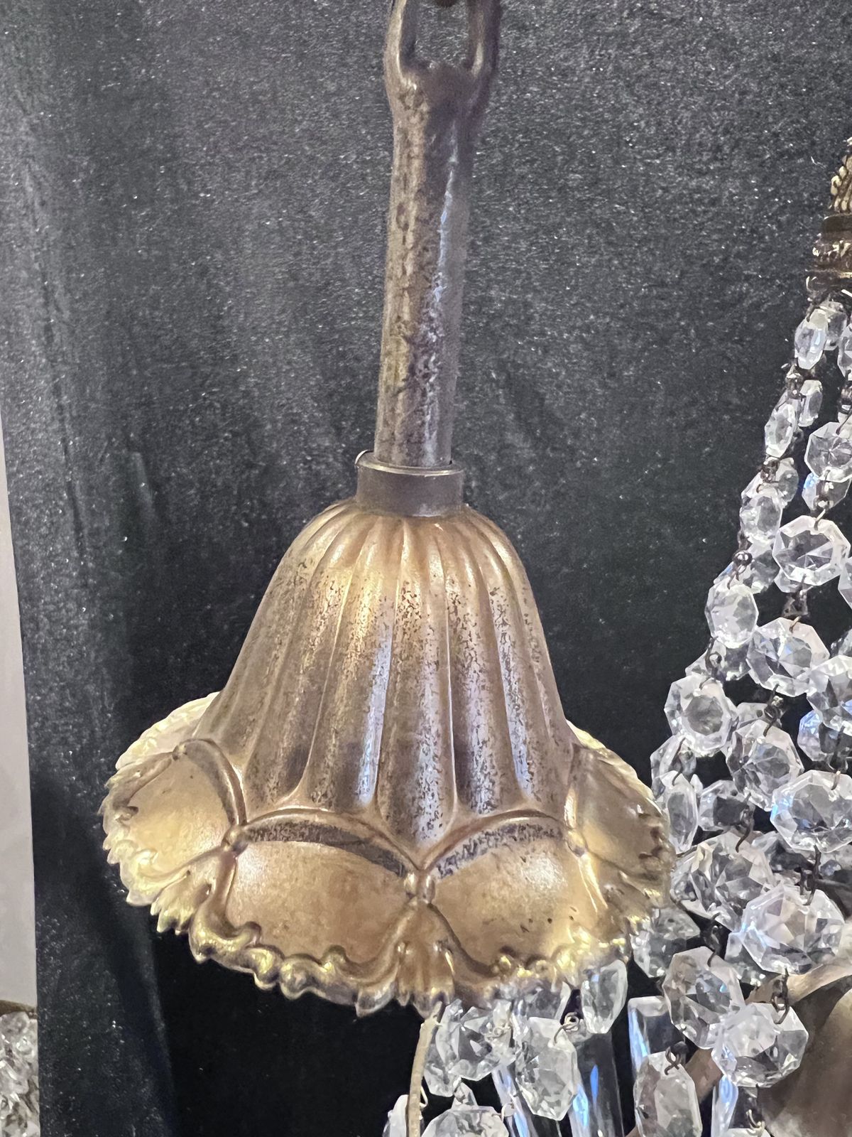 photo for sale A One Light French Empire Antique Crystal Chandelier