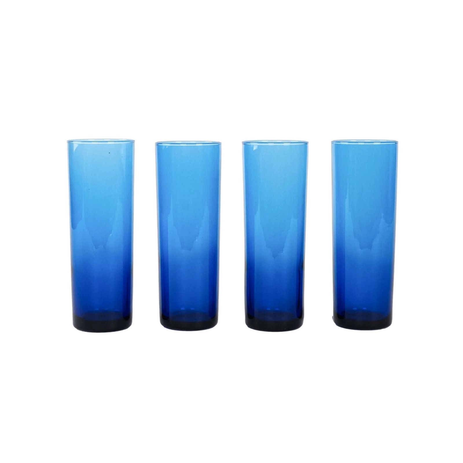 Set Of Cobalt Glasses, Italian Design, 1970s, Manufactured In Italy
