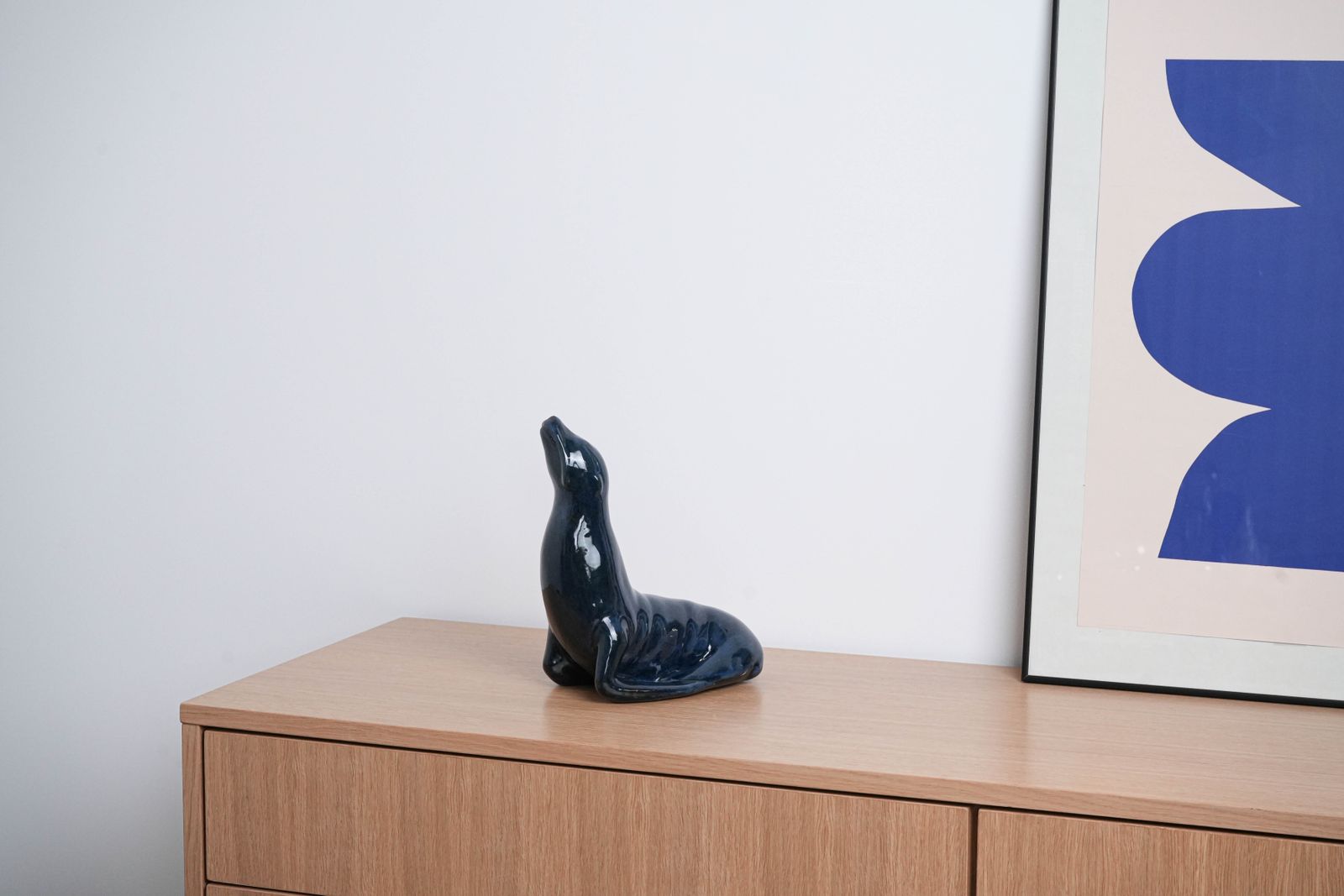 Ceramic Seal Figurine, Italian Design, 1960s, Made In Italy photo vintage