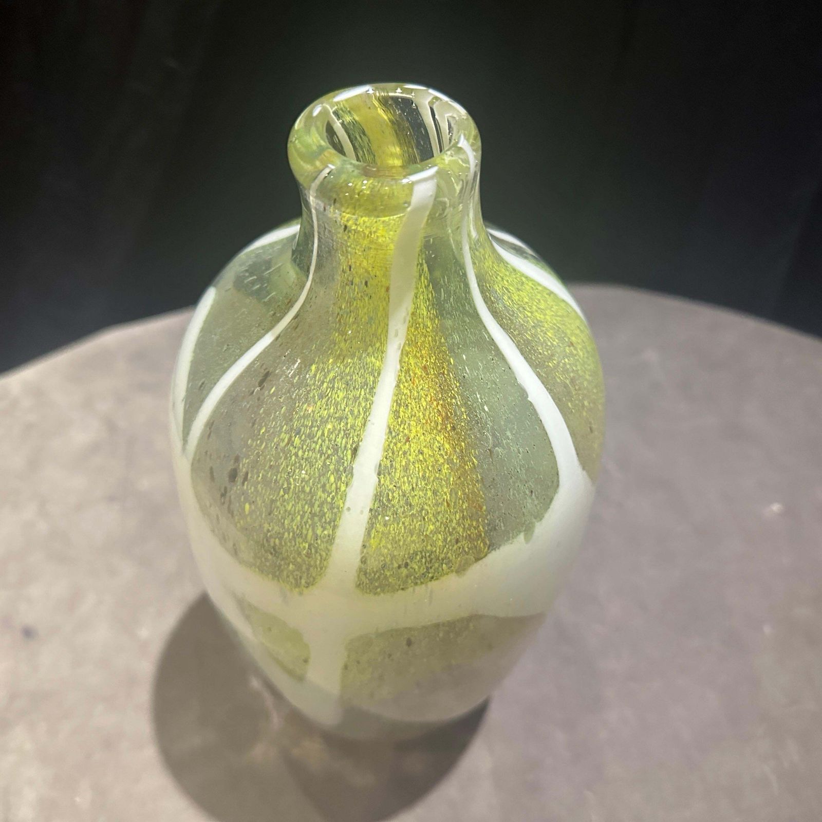 1980s Nason Style Modern Green And White Murano Glass Bottle Vase photo Home Decor