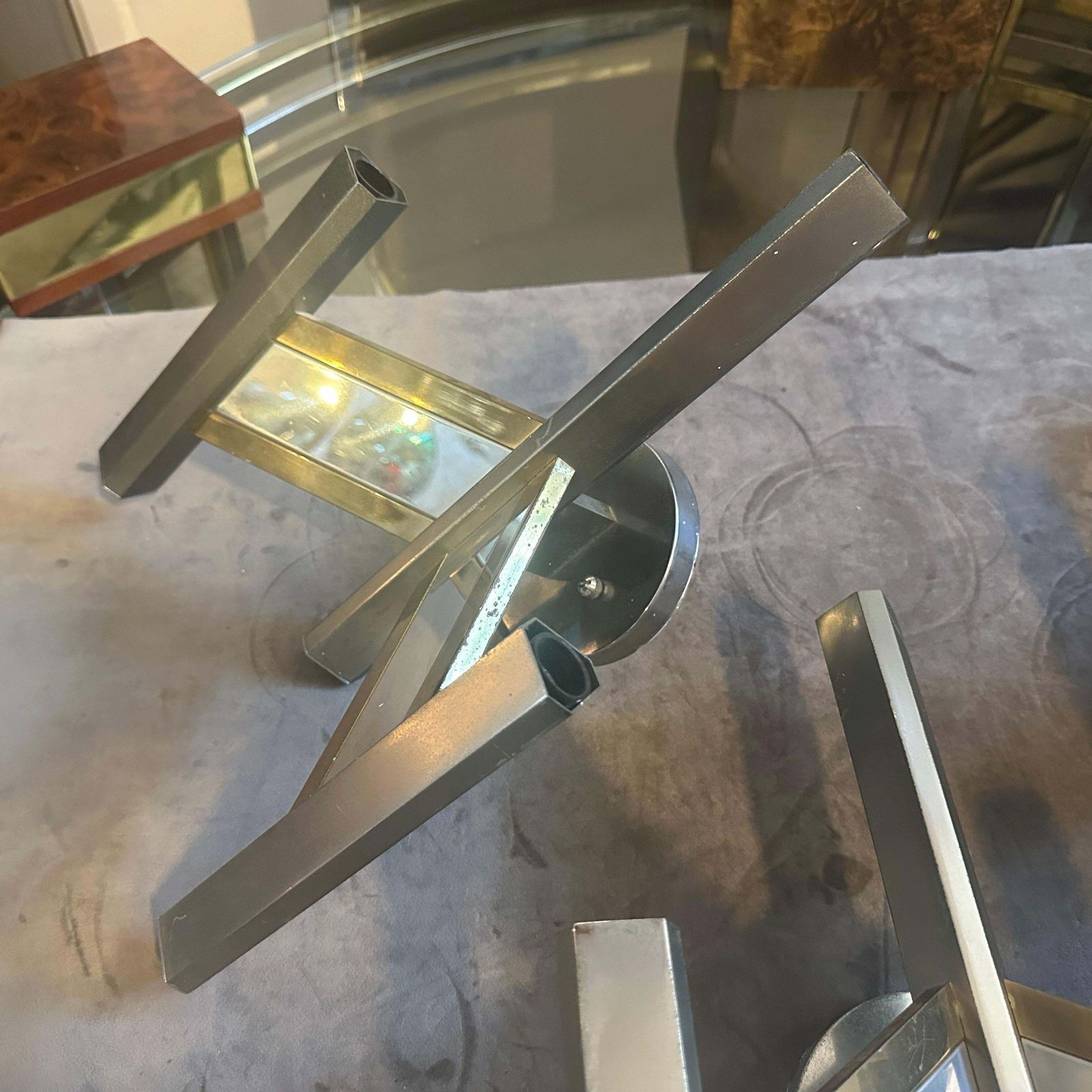 1960s Mid Century Modern Brass And Steel Italian Wall Sconce By Gaetano Sciolari photo vintage