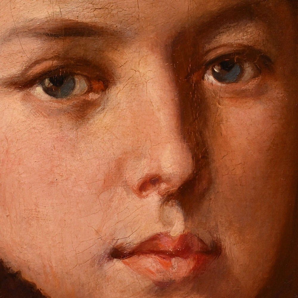 Antique Woman Portrait Painting, Elegant Female, Oil On Canvas, XIX Century. photo vinterior