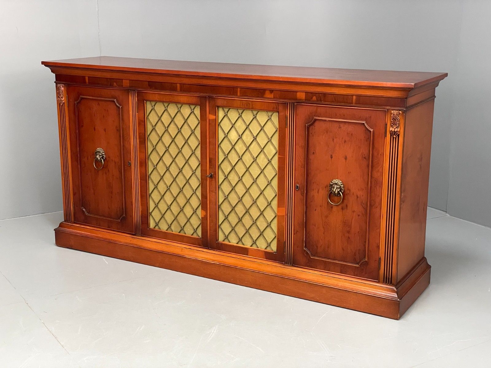 Vintage Regency Style Sideboard 1960s Cherry Wood Shelving Brass Eb11505 Mwoo photo 425.0