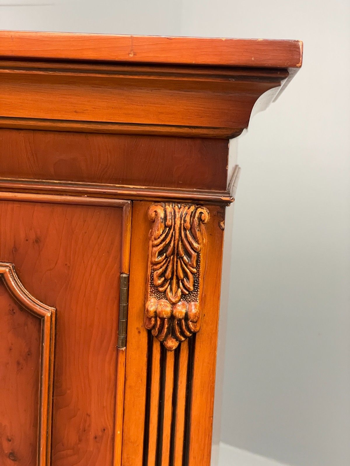 Furniture Vintage Regency Style Sideboard 1960s Cherry Wood Shelving Brass Eb11505 Mwoo photo