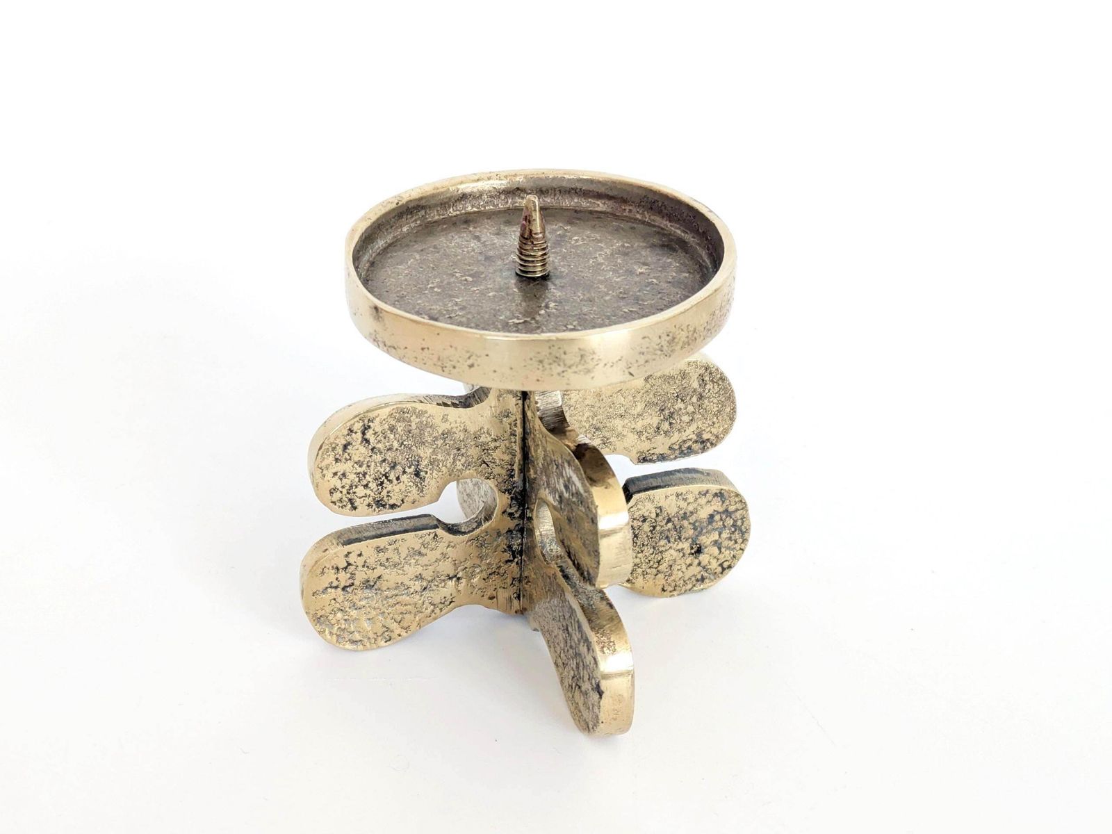 Midcentury Gallo Brass Pillar Candle Holder, Brutalist Design By Giuseppe Gallo, Italy 1960s photo 195.0