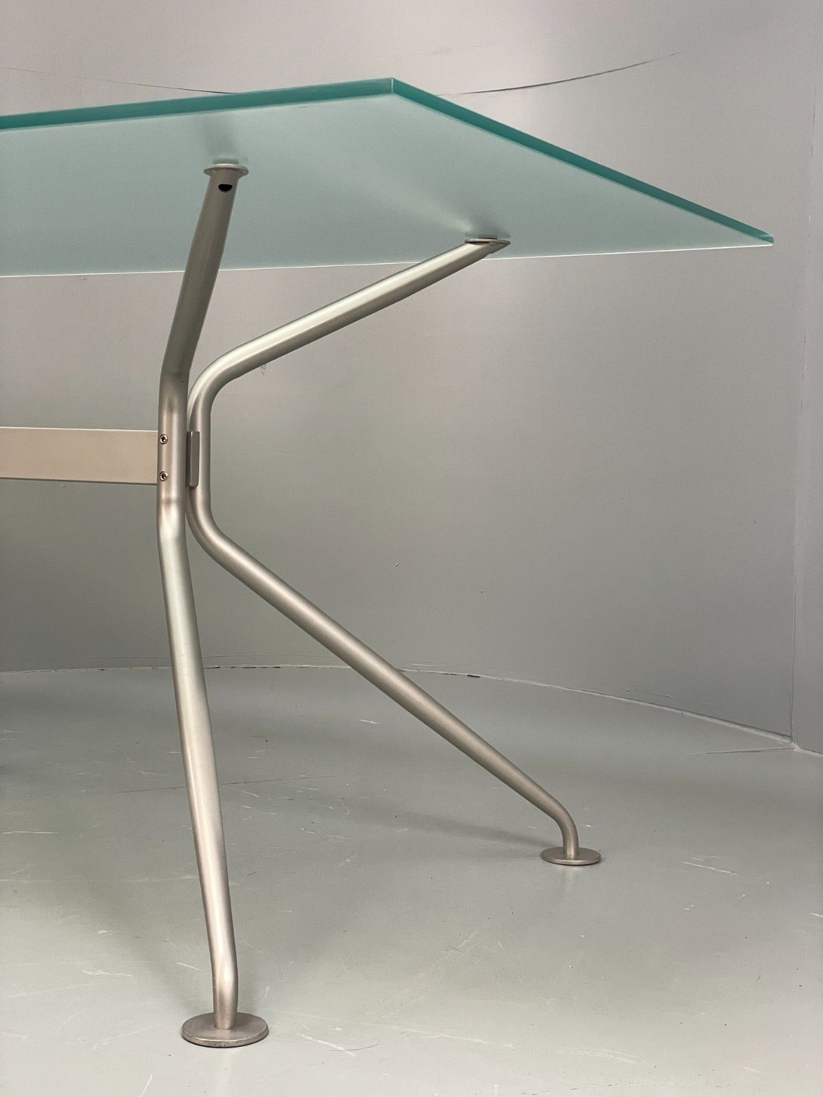 photo for sale Italian Glass Dining Table Calligaris 'Play' Modern Steel Frame Eb11542 Mwoo