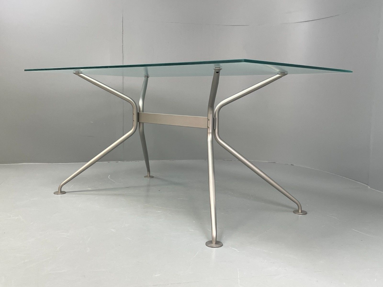 Furniture Italian Glass Dining Table Calligaris 'Play' Modern Steel Frame Eb11542 Mwoo photo