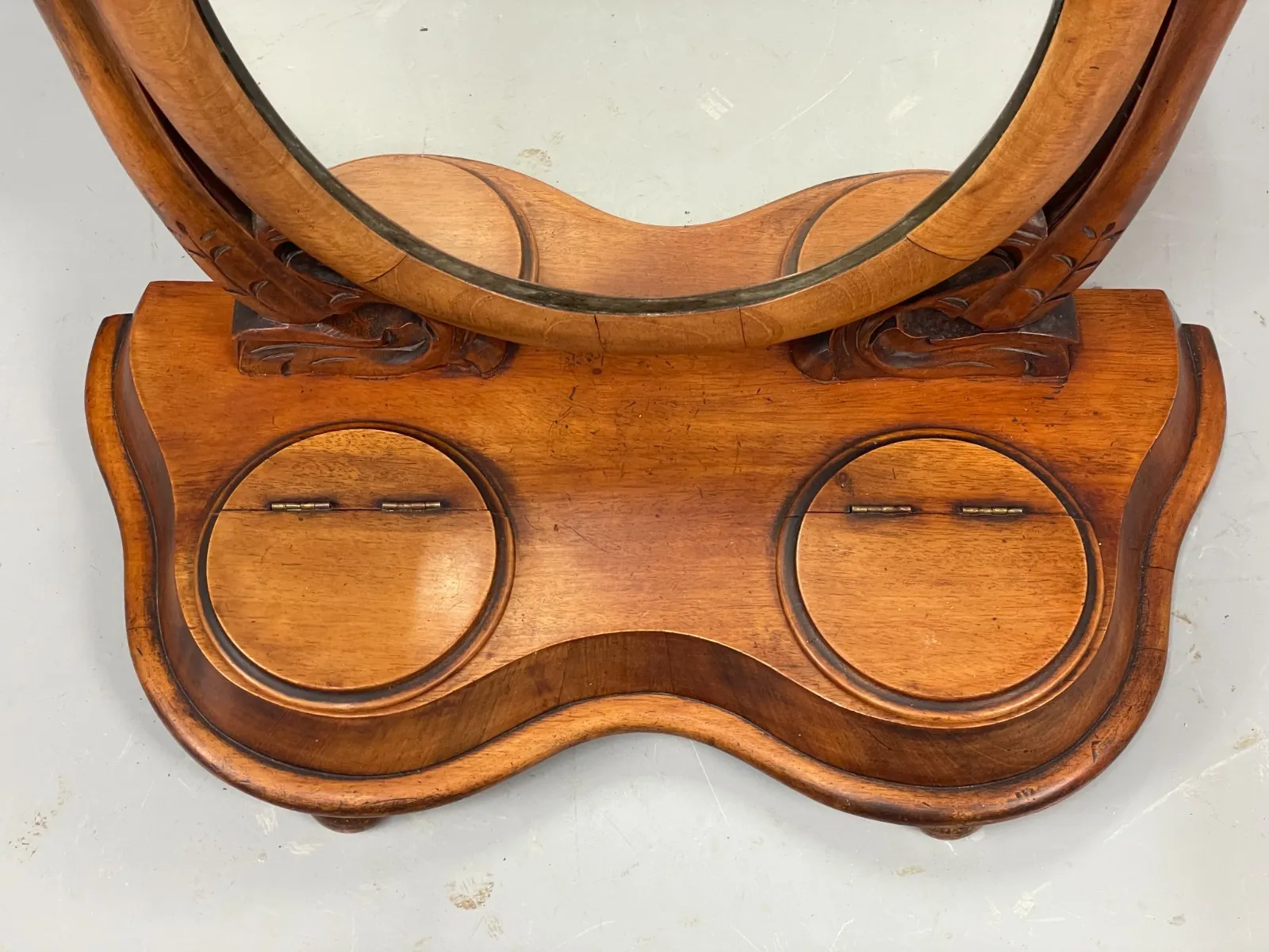 photo for sale Antique Walnut Swing Mirror Victorian With Trinket Compartments Eb11553 Mwoo