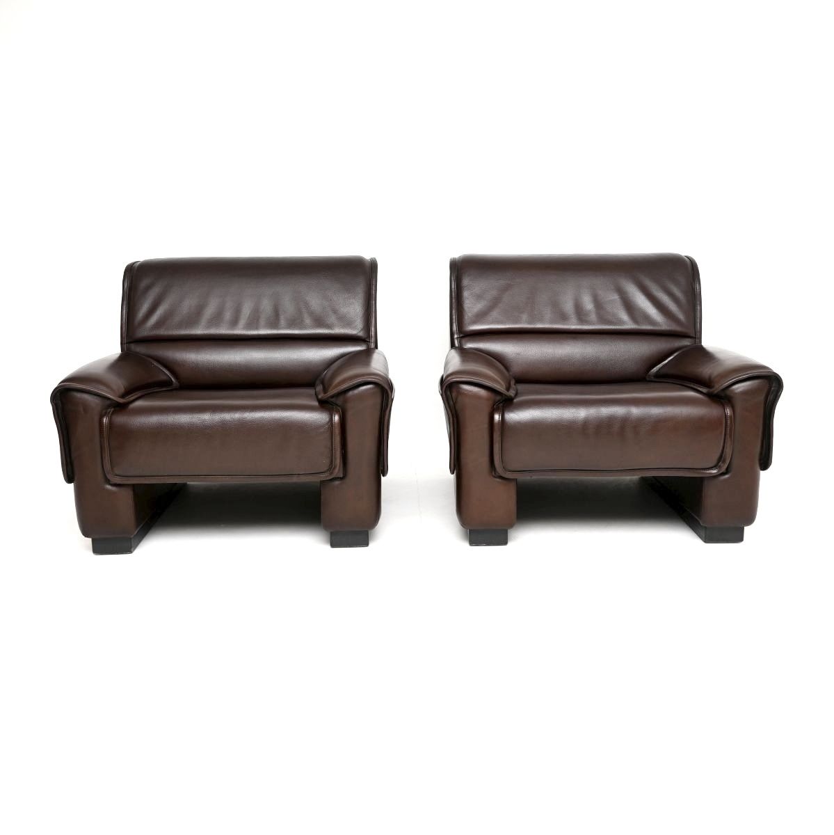 Pair Of Vintage Leather Armchairs And Stool By De Sede photo 4485.0