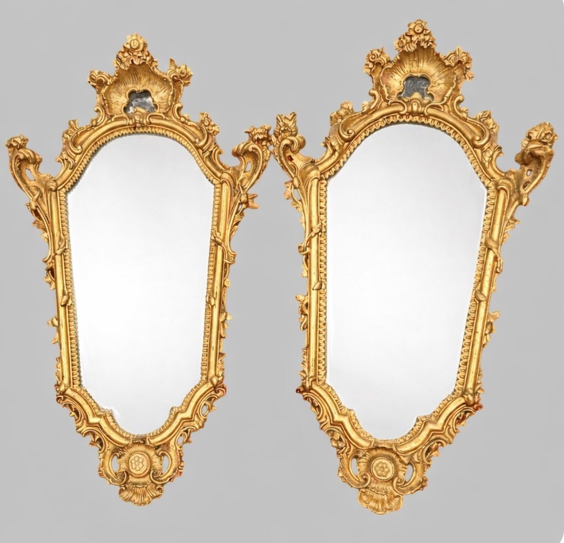 Pair Of Late 19th Century Louis XV Style Gilt Mirrors photo furniture