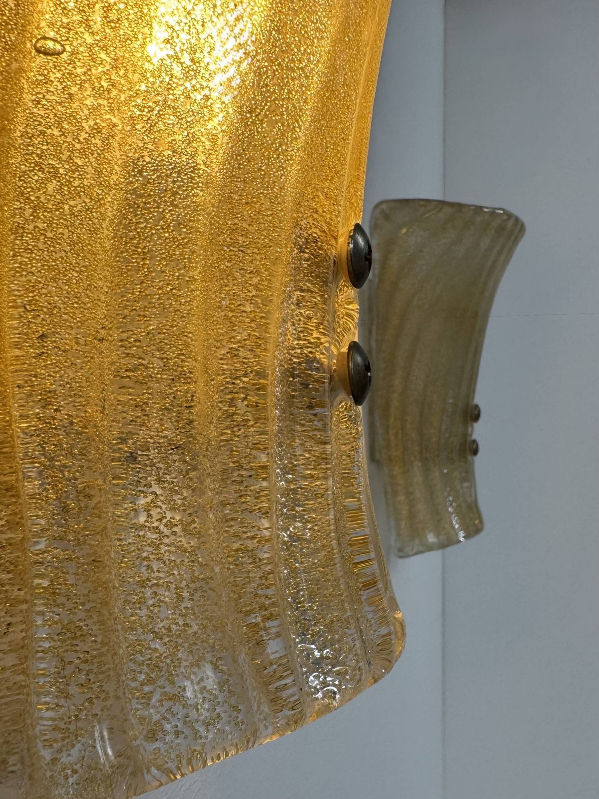 Page 1 Of 10 Pair Of Vintage Wall Sconces In Pressed Molded Murano Glass, Italy, 1980 photo Lighting