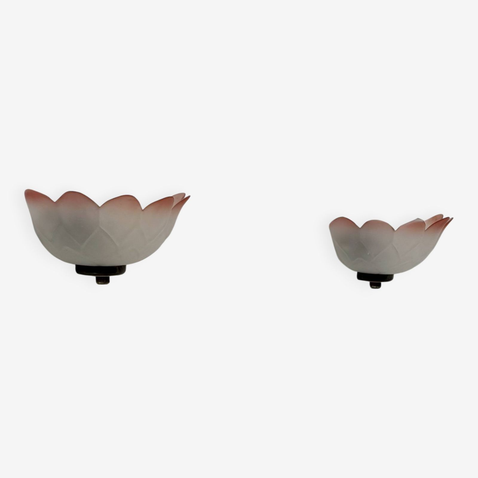 Pair Of Vintage Flower Wall Sconces Glass France 1970