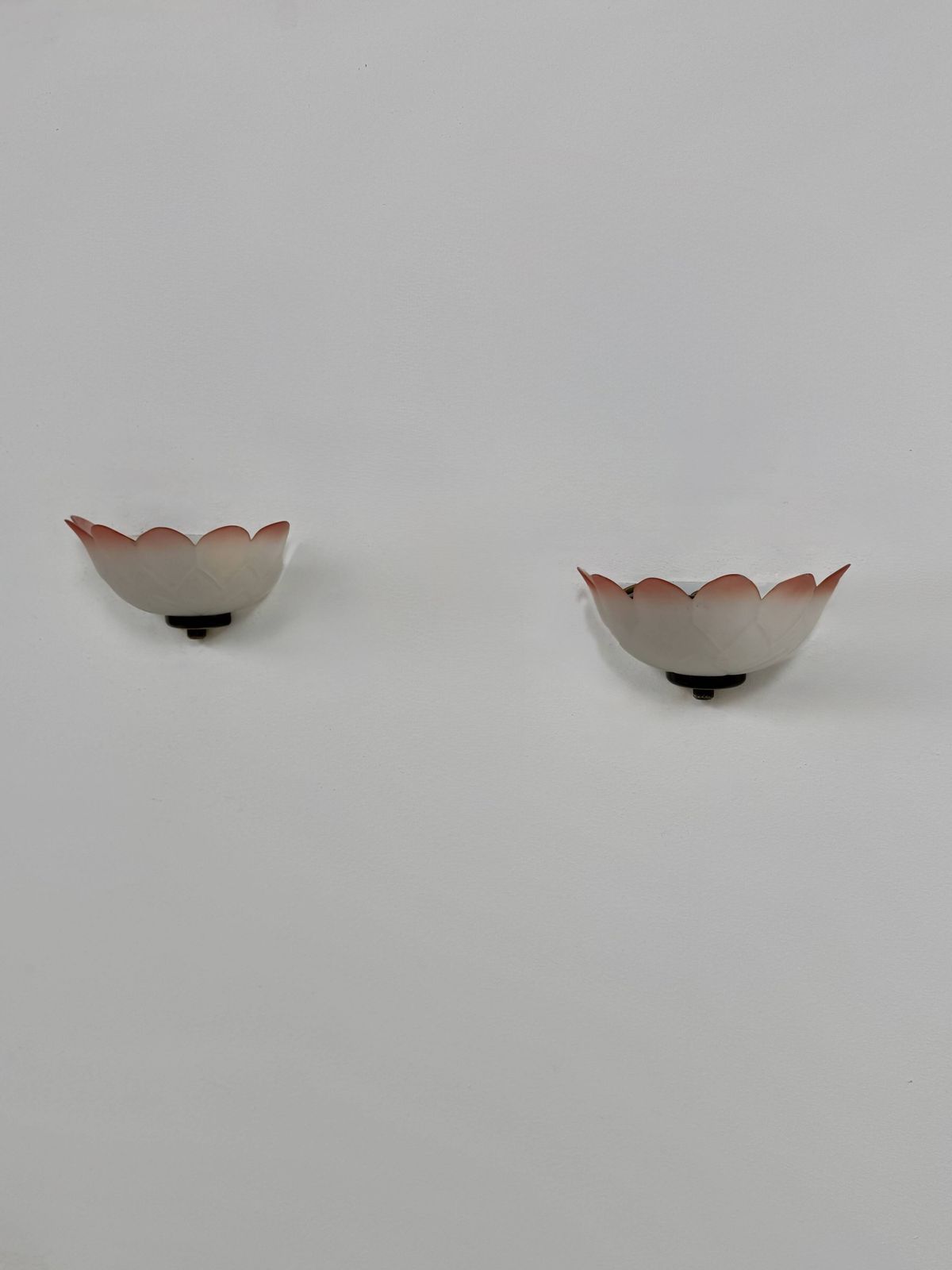 Pair Of Vintage Flower Wall Sconces Glass France 1970 photo vinterior
