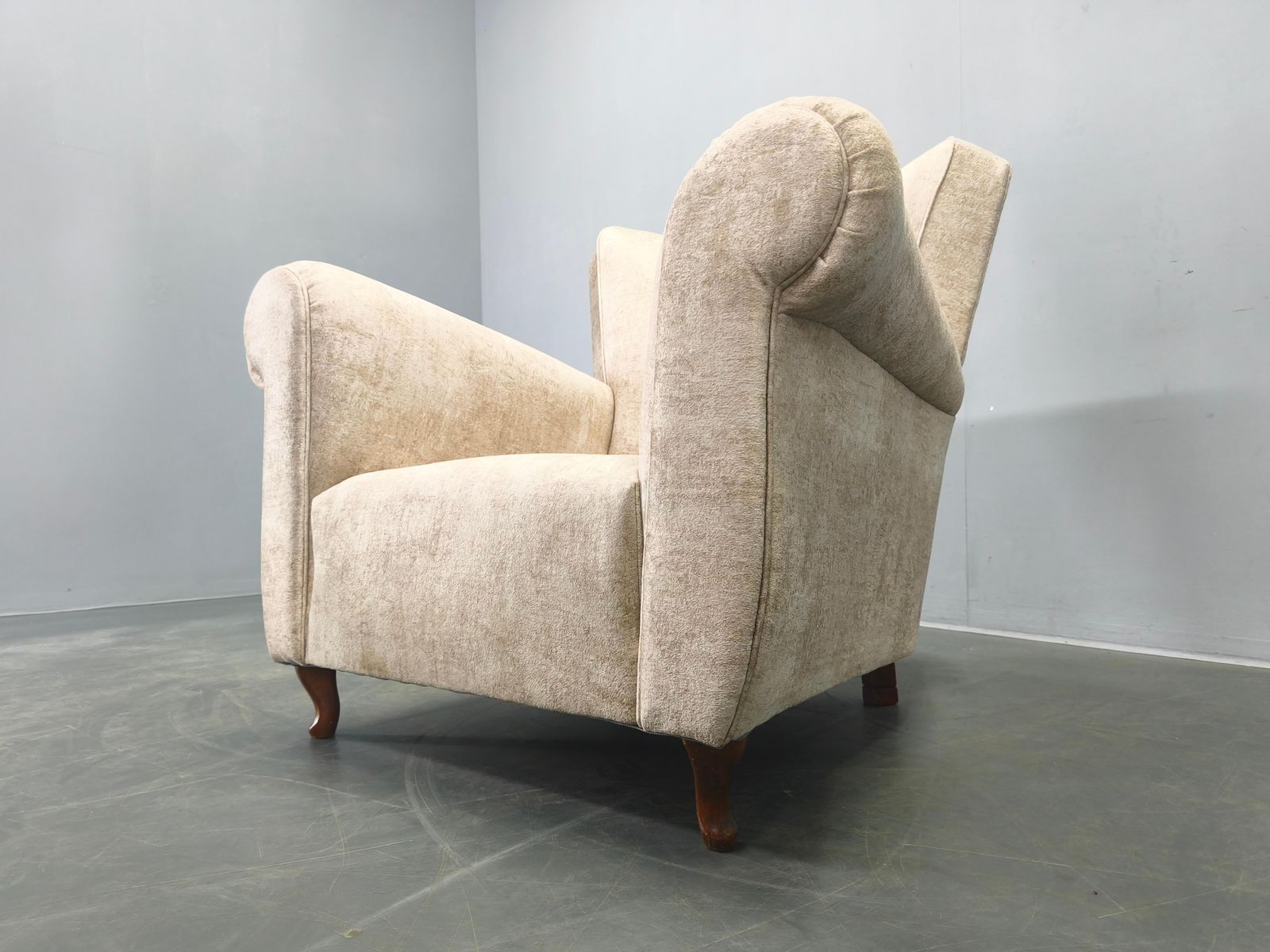Italian Mid Century Velvet Lounge Armchair, 1950s photo vintage