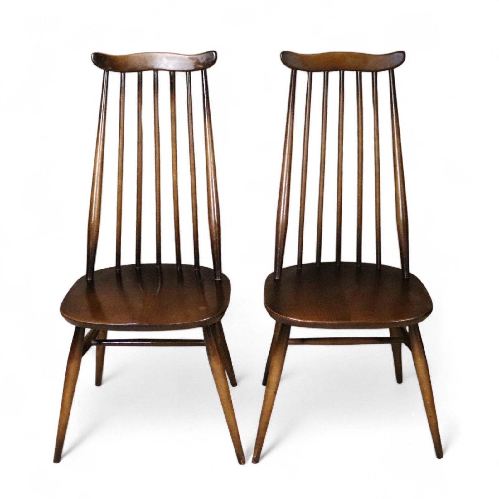 Set Of 4 Ercol Goldsmith Dining Chairs Dark Wood Solid Elm & Beech photo furniture