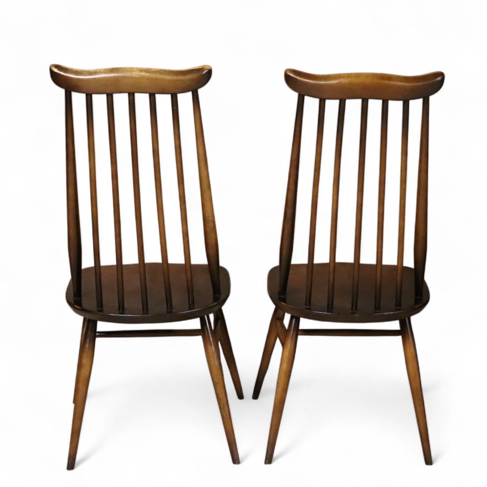Set Of 4 Ercol Goldsmith Dining Chairs Dark Wood Solid Elm & Beech photo vintage