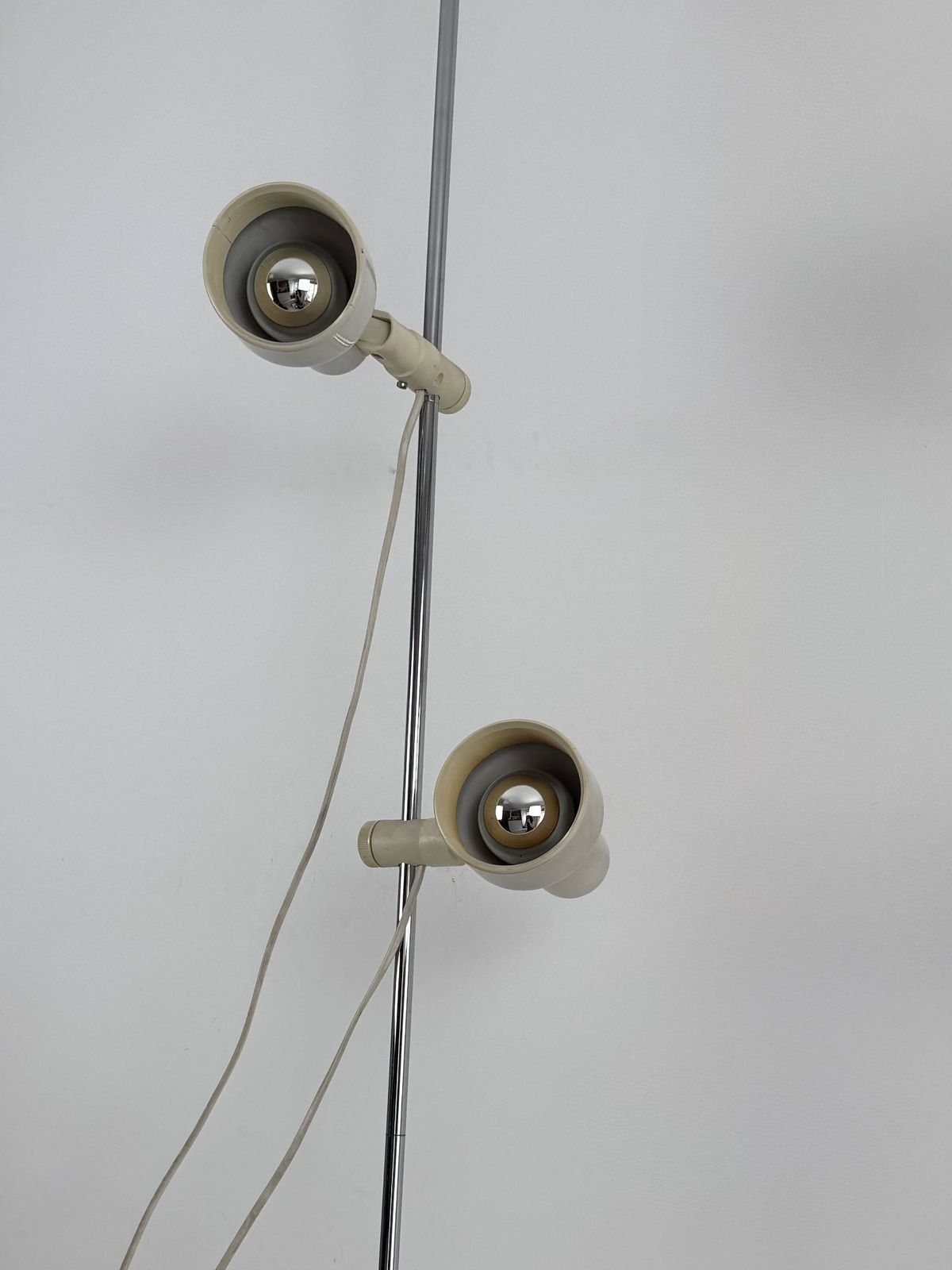photo furniture Vintage Adjustable Floor Lamp Chrome And Beige Pressed Abs, France 1970