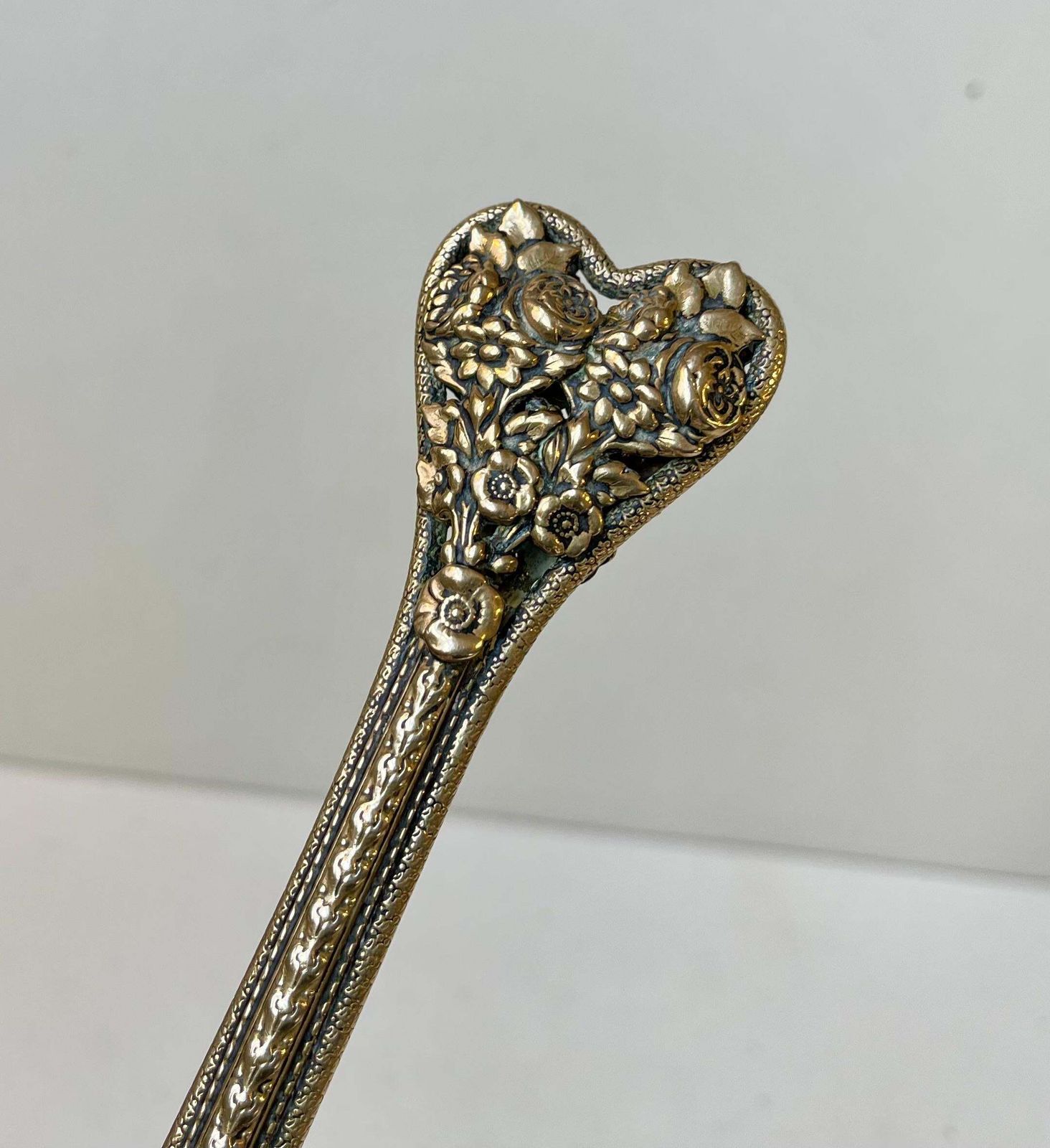 Antique French Hand Mirror In Etched & Reticulated Bronze photo buy