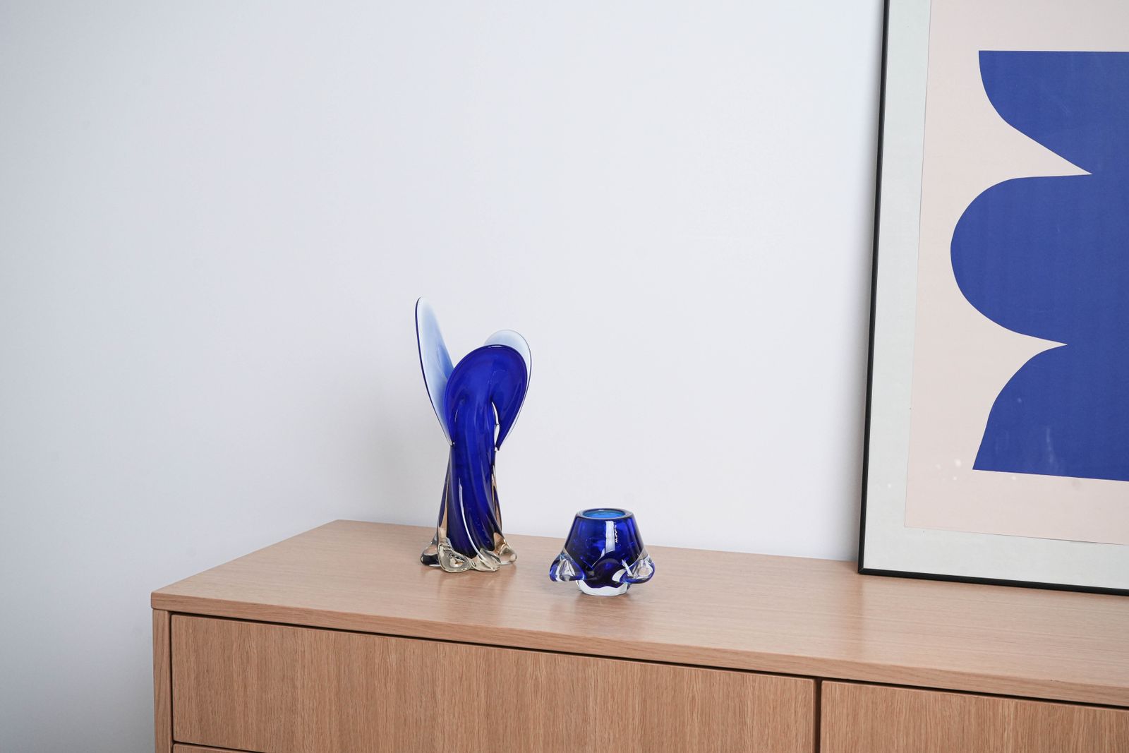 Cobalt Glass Candlestick, Italian Design, 1960s, Made In Italy photo vinterior