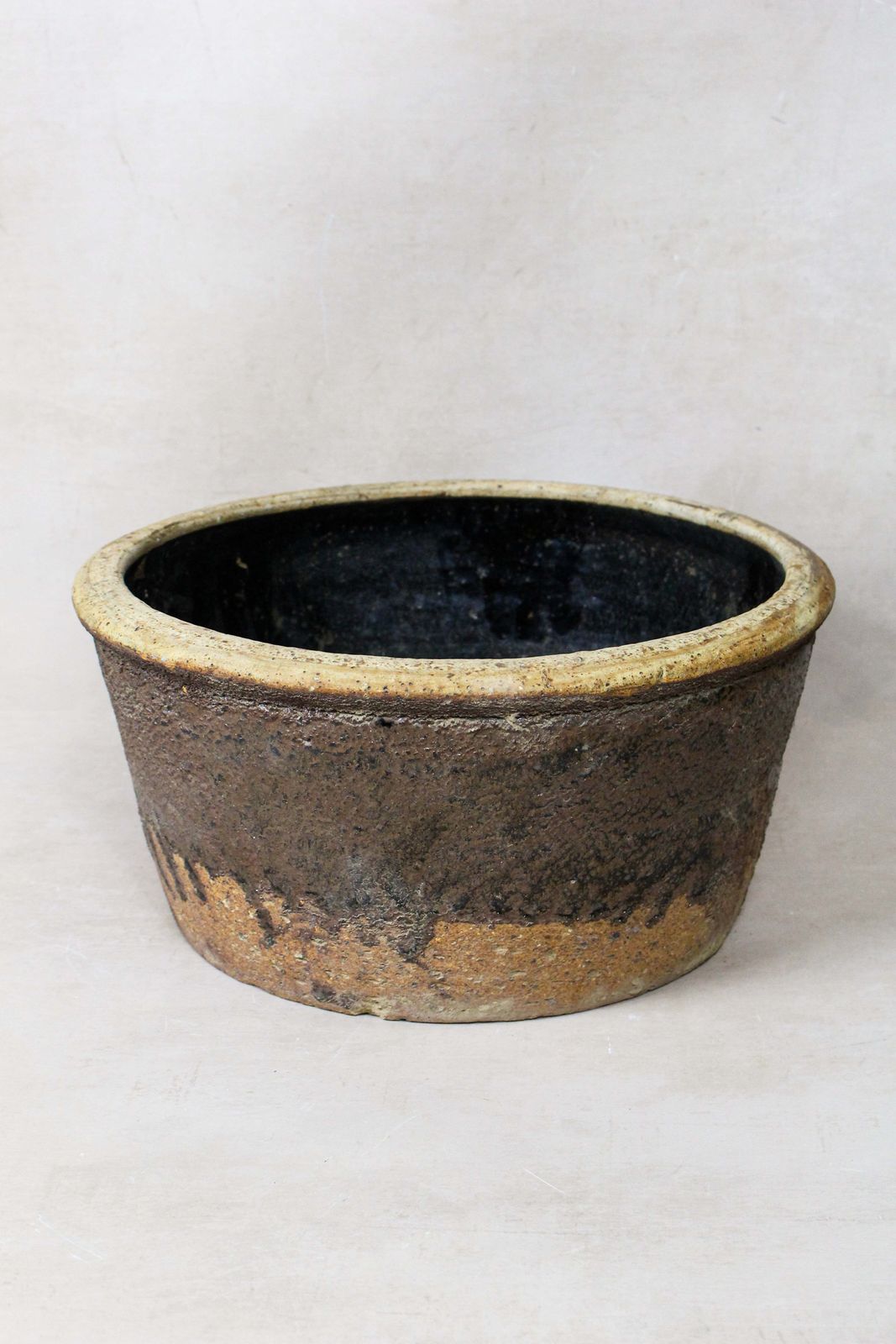 Wabi Sabi Antique Dark Glazed Terracotta Bowl Small  188.1 photo for sale