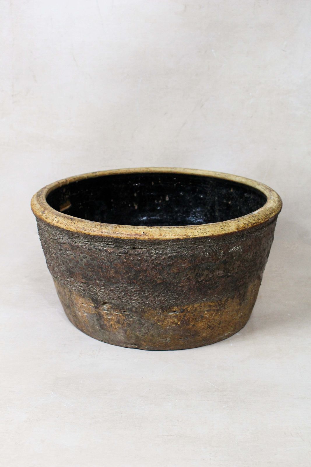 Wabi Sabi Antique Dark Glazed Terracotta Bowl Small  188.3 photo for sale