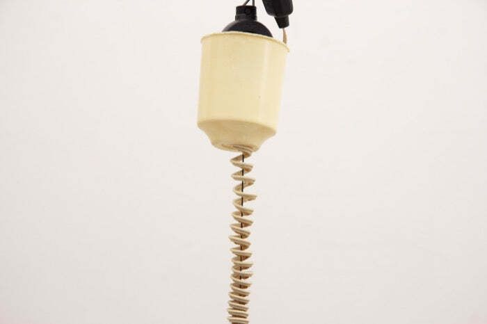 1970s Italian White Plexiglass Space Age Harvey Guzzini Hanging Pendant Light photo vinterior