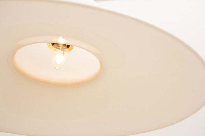 1970s Italian White Plexiglass Space Age Harvey Guzzini Hanging Pendant Light photo vintage