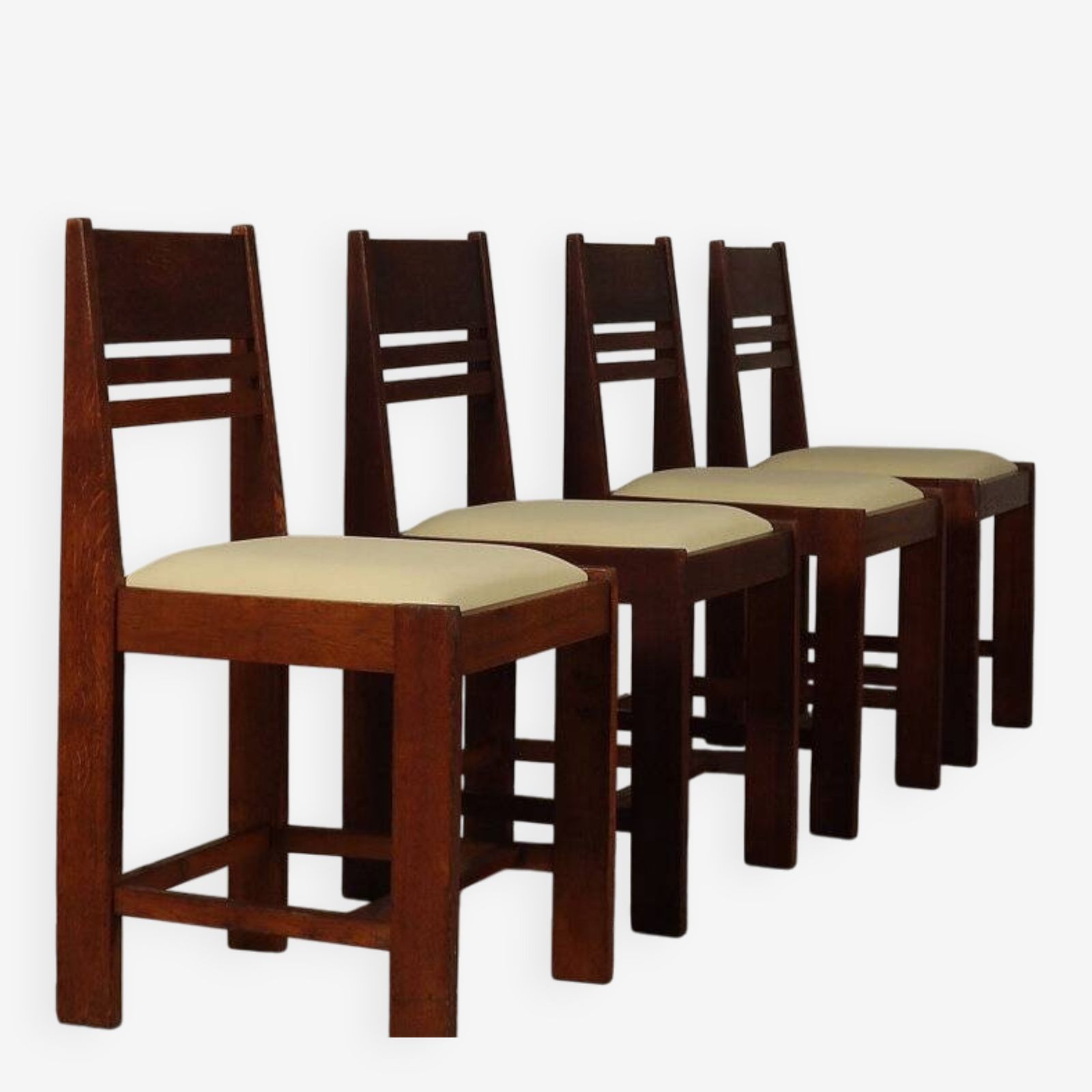 Set Of 4 Oak Dining Chairs From The Hague School, 1925 1935