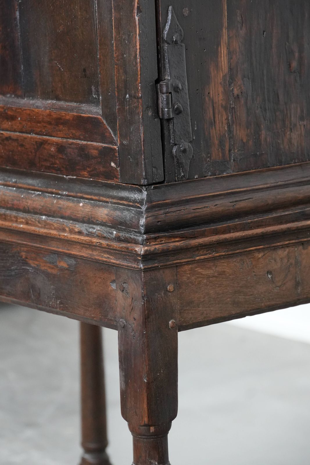 1908.0 Unique Antique English Cabinet / Cabinet On Stand Of Oak From The 17th Century With Beautiful Original Details photo