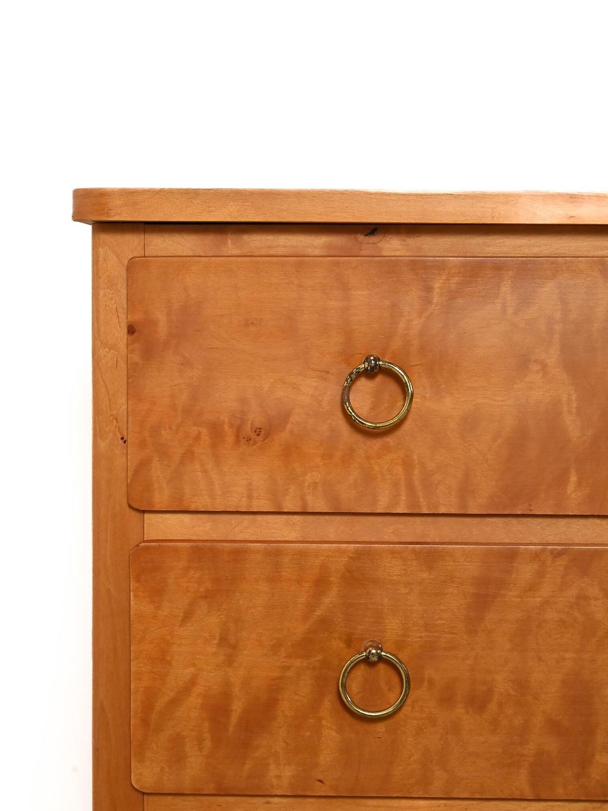 Scandinavian 1950s Birch Chest Of Drawers With Brass Handles photo 750.0