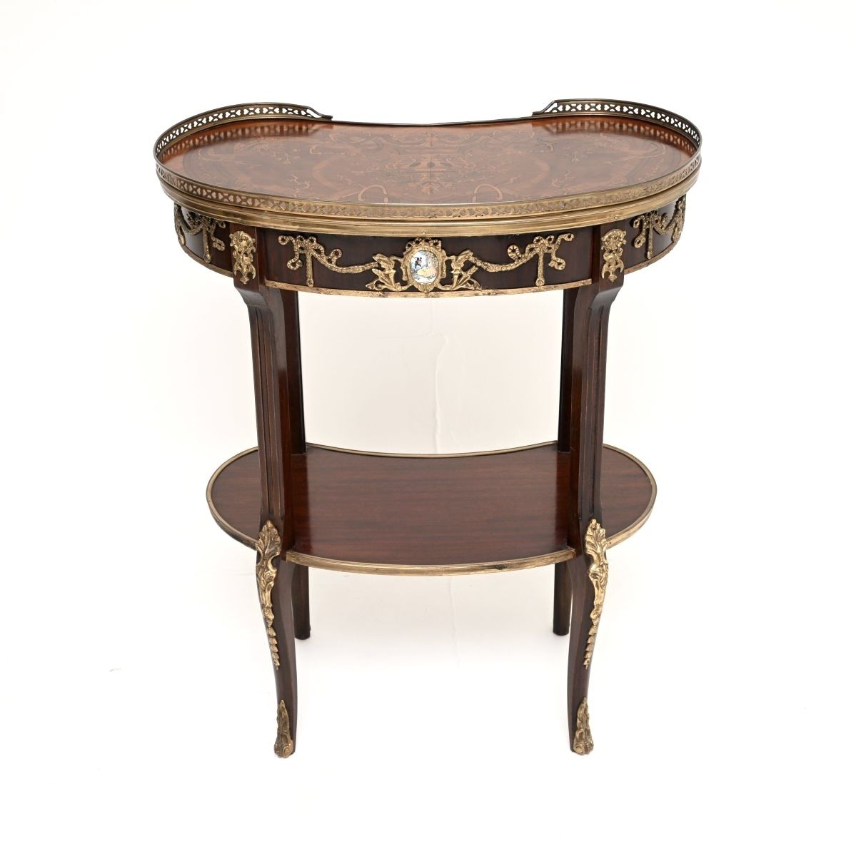 photo for sale Antique French Style Inlaid Marquetry Kidney Side Table