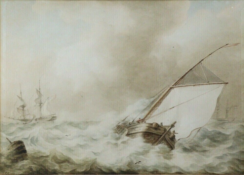 Martinus Schouman (Dutch, 1770 1848) Watercolour Seascape photo furniture
