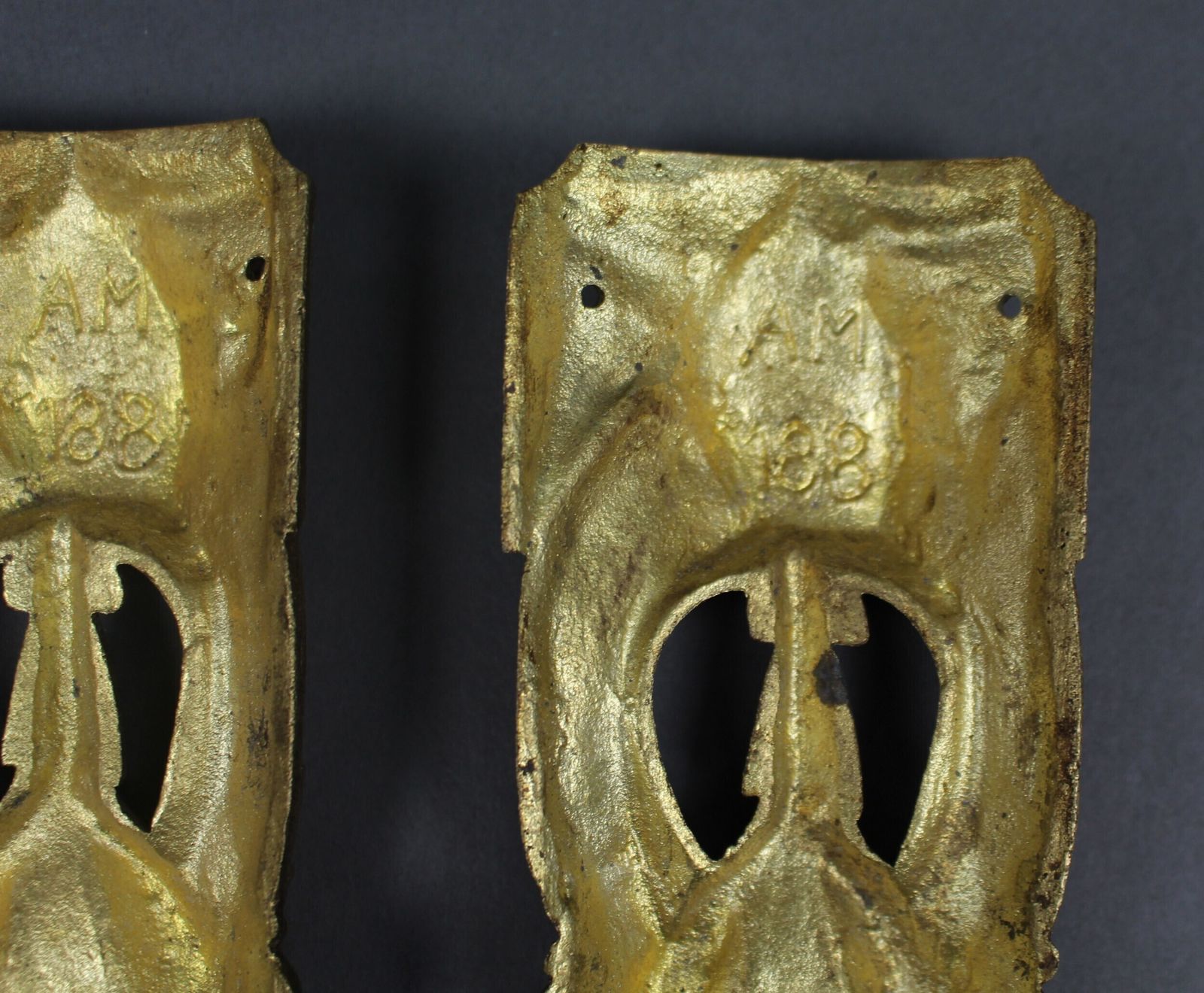 Pair Of Louis XVI Style Gilt Bronze Furniture Mounts C.1890 photo vintage