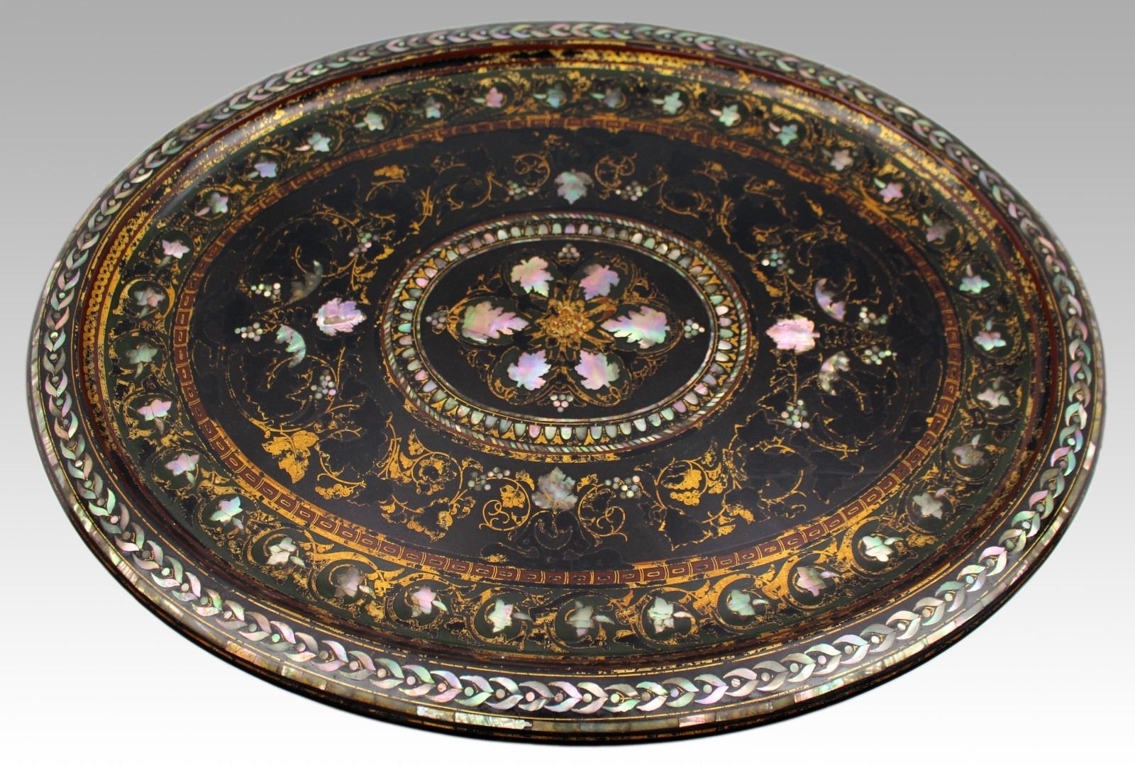 Victorian Oval Papier Mâché Tray By Benetfink & Co, London, C.1870 photo vinterior