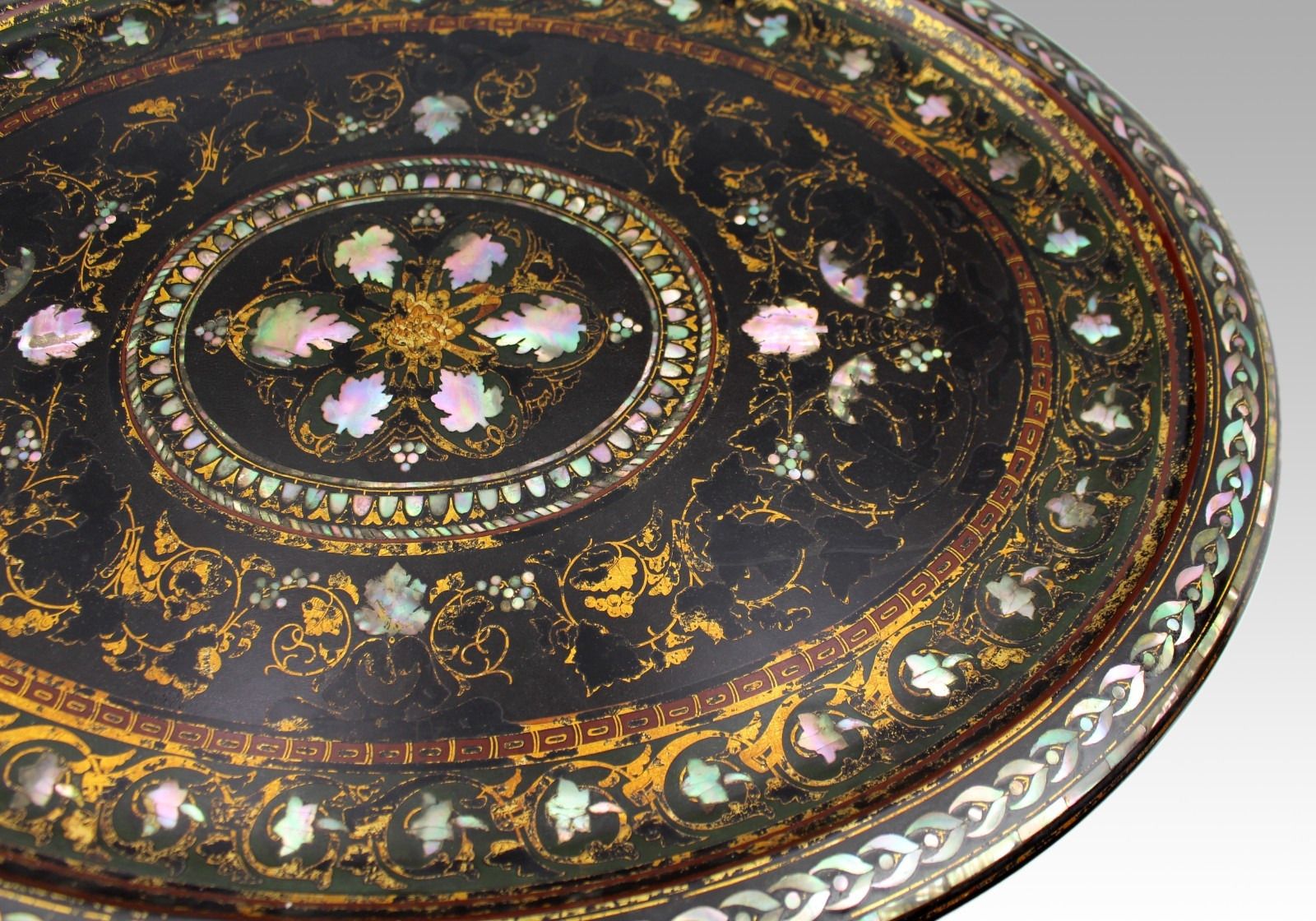 Victorian Oval Papier Mâché Tray By Benetfink & Co, London, C.1870 photo vintage