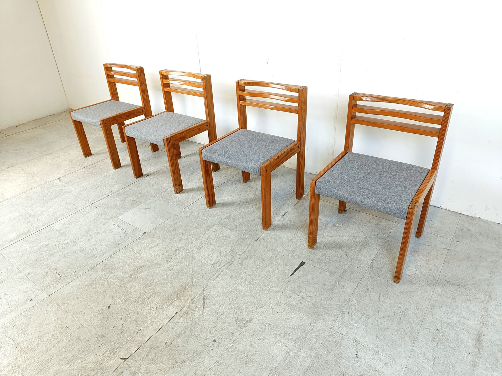Set Of 4 Pine Wood Sg 1200 Dining Chairs By Cees Braakman, 1970s photo 950.0