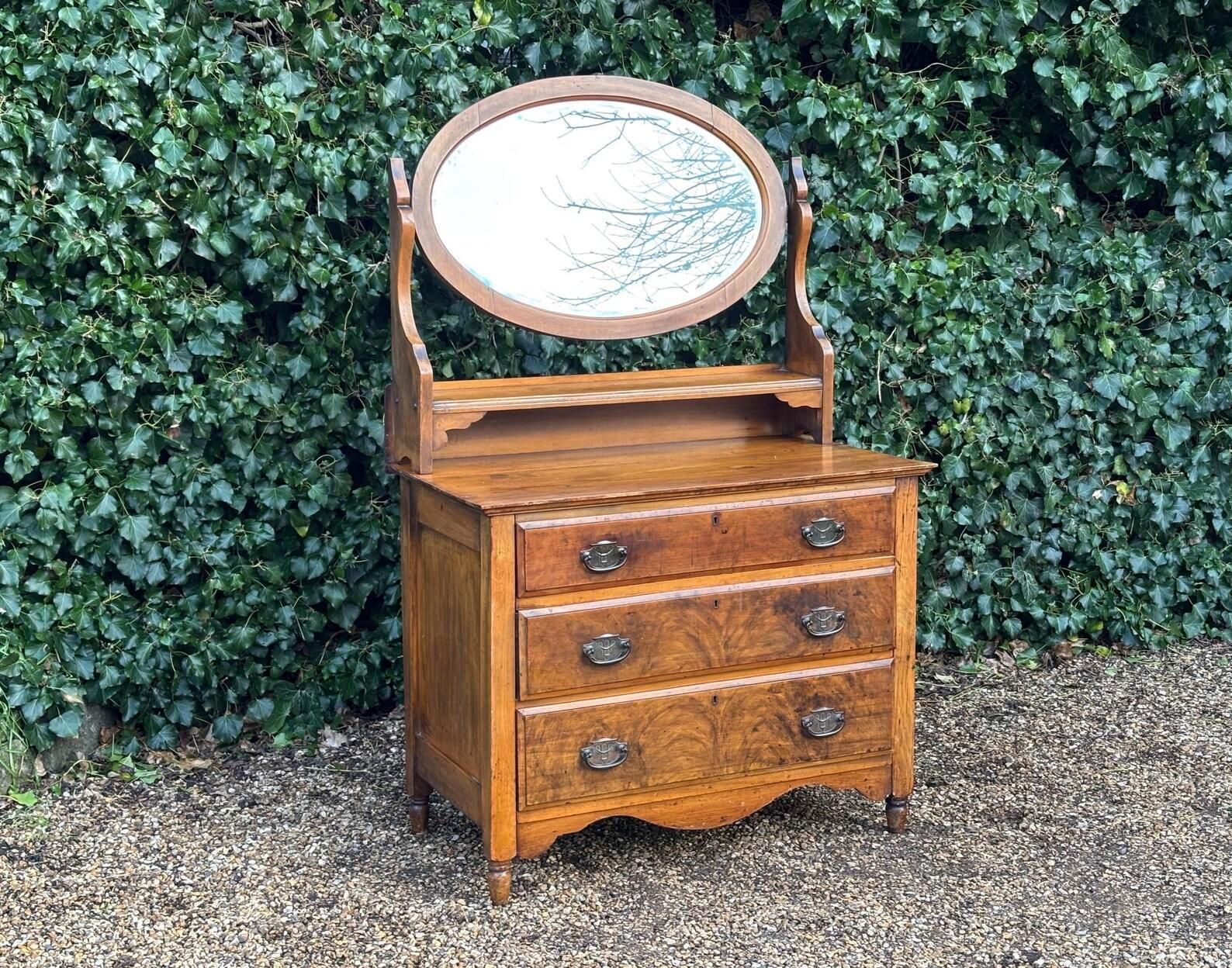 Vintage Edwardian Oak Dressing Chest C.1910s photo furniture